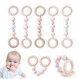 Baby Wooden Beads Silicone Teether Ring